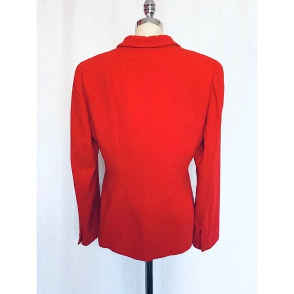 GEORGIO ARMANI Vintage Womens Large Red Wool Crepe Blazer - Picture 3 of 8